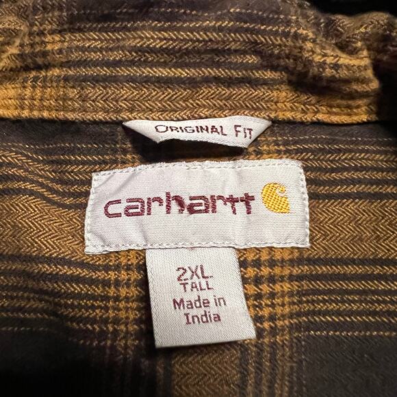 Carhartt Shirt Mens XXL Tall Flannel Long Sleeve Plaid Loose Heavyweight 104451 - Picture 6 of 7